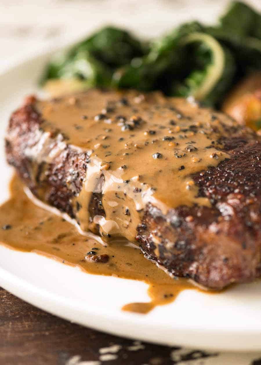 steak in pepper corn sauce